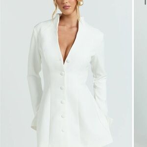 Showpo White Long Sleeve Mini Blazer Dress